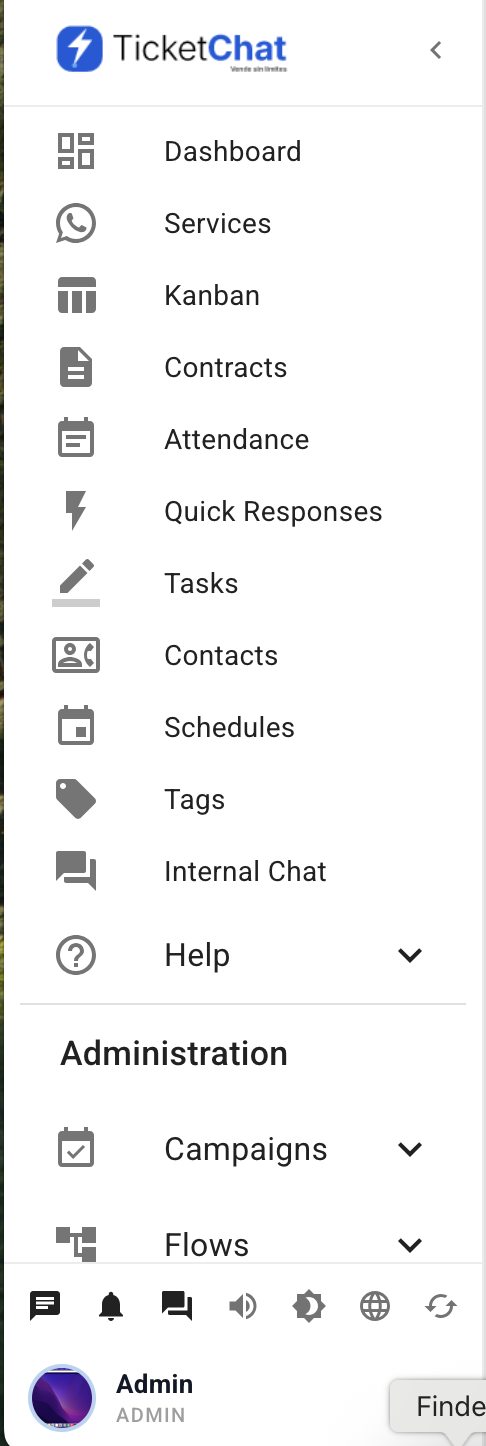 Panel de control TicketChat
